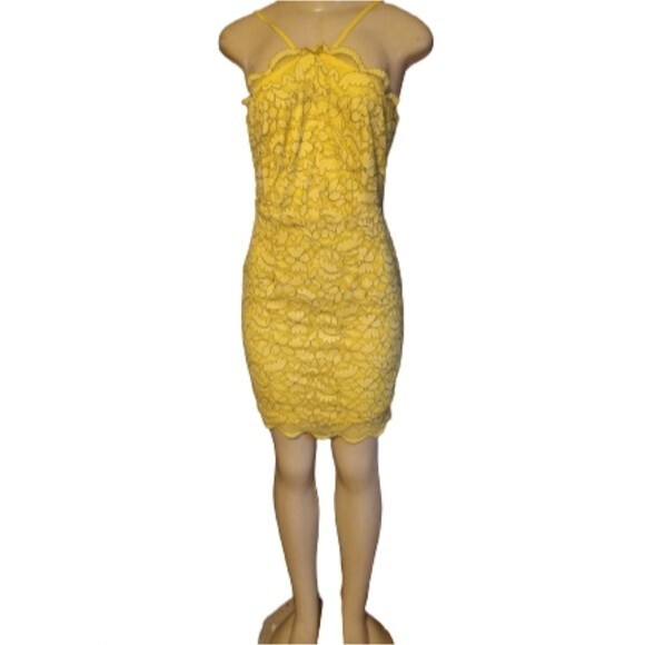 Yellow Show Stopper Halter Dress M - Picture 4 of 7